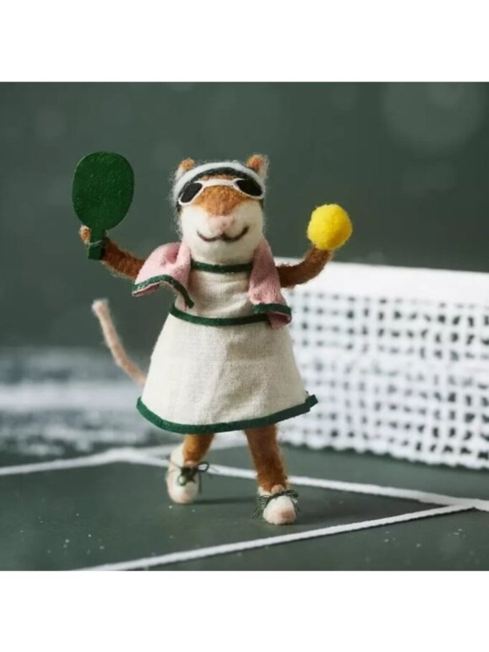 Anthropologie Hobbies Handmade Felt Ornament NEW Pickleball Mouse Animal Holiday